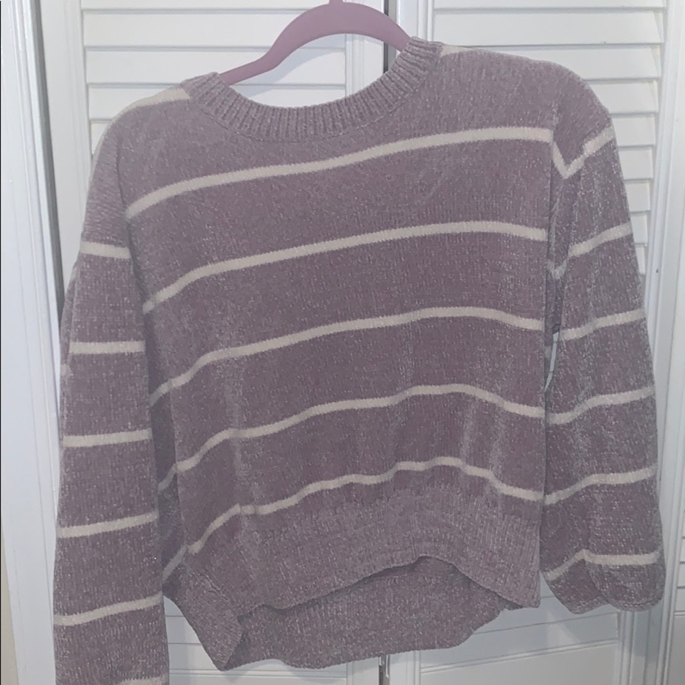 Lavender striped chenille sweater